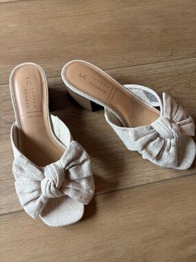 LC Lauren Conrad Neutral Knot-Front Slide Heels